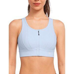 🆕Women Blue Front Closure Sports Bras High Support Large Bust High Sports Bra